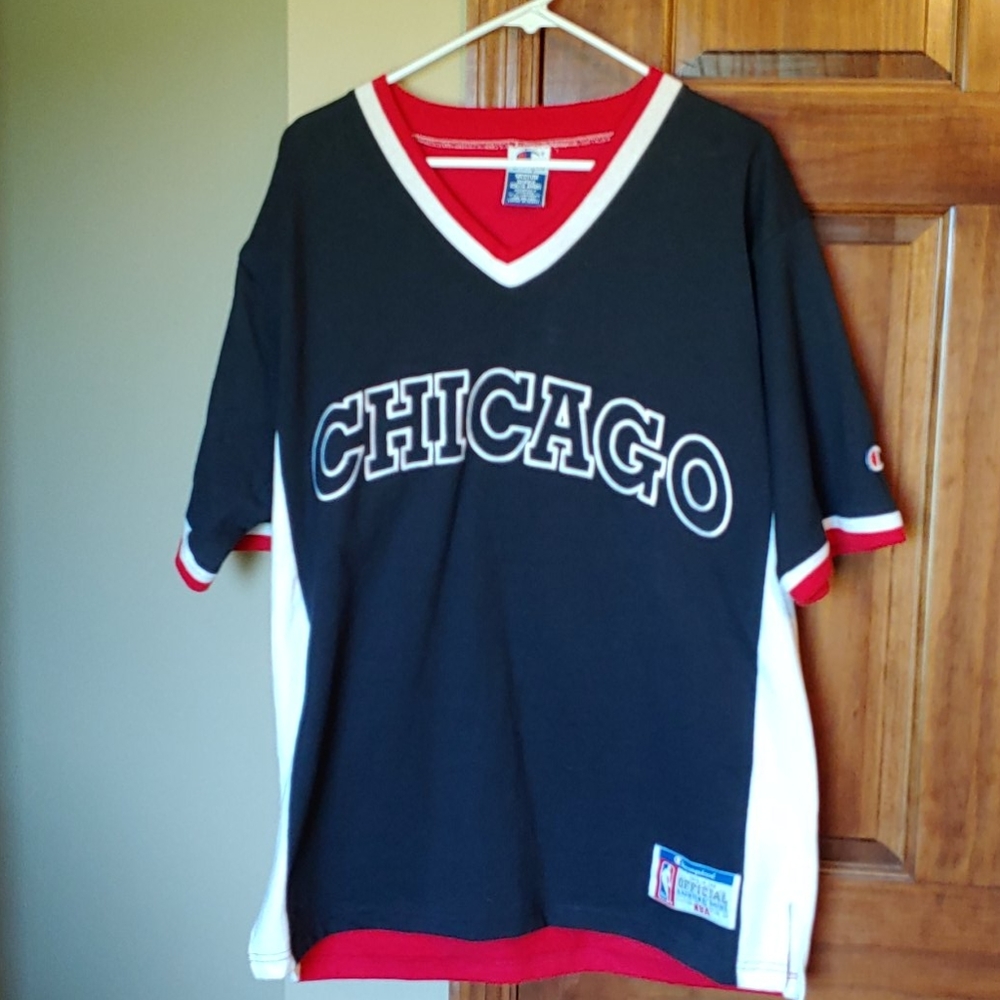 90s vintage Bulls warmup shirt mens medium